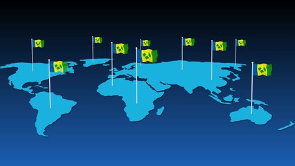 Saint national flag fly on earth map