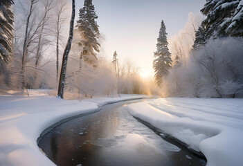 winter landscape in the morning