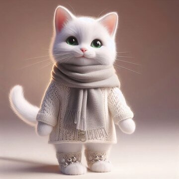 Niedliche Katze in Winterkleidung