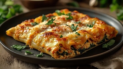 Warm, cheesy spinach and ricotta stuffed shells come alive with fresh herbs