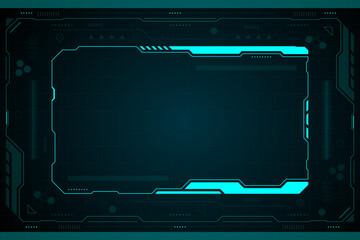 Tech HUD Frame: Futuristic Teal Digital Interface vector technology abstract design.