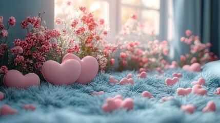 valentines day card design set in a romantic backdrop adorned with hearts and soft pastel colors embodying love and affection in a wideangle format