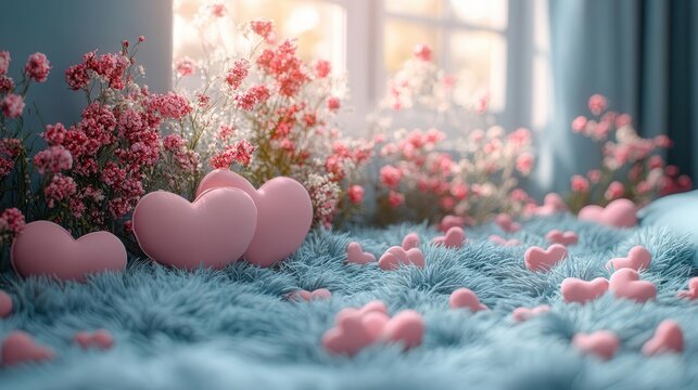 valentines day card design set in a romantic backdrop adorned with hearts and soft pastel colors embodying love and affection in a wideangle format