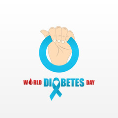 Light blue ring held in hand, symbol of diabetes, suitable for World Diabetes Day poster