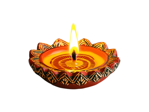 Diwali diya oil lamp isolated on transparent or white background, png