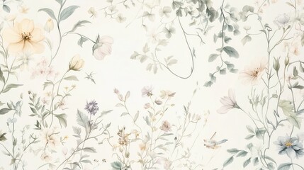 floral botanical pattern in pastel colors