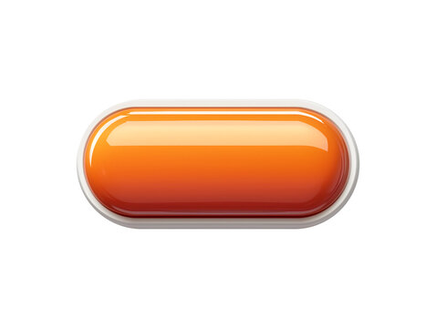 Orange 3d capsule button isolated on transparent or white background, png