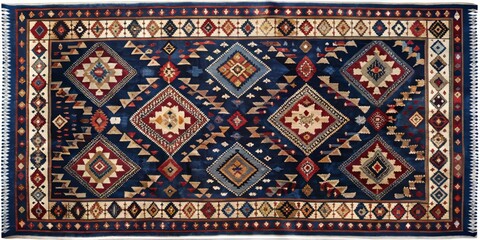 Deep Navy Kilim Rug with Tribal Patterns for Bohemian Home Decor and Interior Design Inspiration