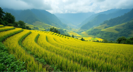 Fototapeta premium rice field in the mountains