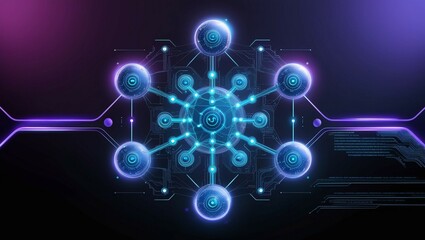 Obraz premium Abstract Neural Network in Digital Space Representing Connections and Information Flow in Artificial Intelligenc