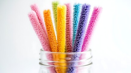 Colorful Pipe Cleaners in a Glass Jar