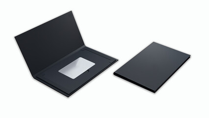 Metal Name card inside package with white background