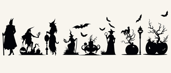 Collection of halloween silhouettes 