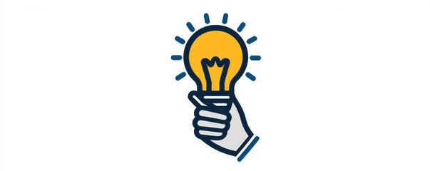Creative  graphic of a hand holding a bright light bulb symbolizing innovation and new ideas