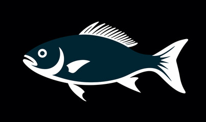 Obraz premium Fish or seafood line art black icon for food apps 