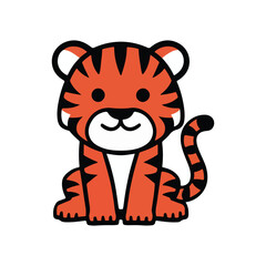 Cute Tiger Vector Illustration in Cartoon Style - Fun and Playful Animal Design