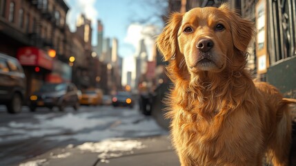 Pets in urban environments, featuring exploration and adaptability in city settings. Emphasizing curiosity and interaction. Ideal for urban-themed social media posts and pet blogs.