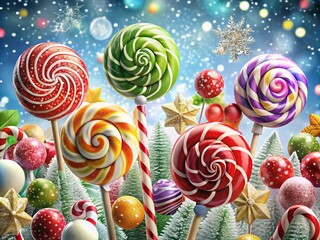 Colorful Christmas Lollipops Clipart for Festive Celebrations and Holiday Designs