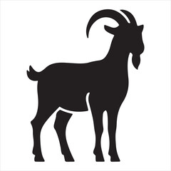 A silhouette of a goat on a white backdrop
