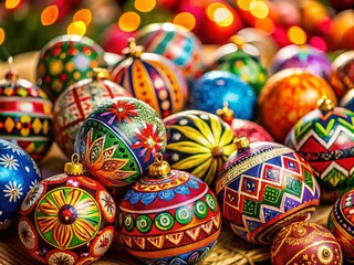 Fototapeta premium Colorful Ecuadorian Christmas Ornaments for Festive Decor and Holiday Celebrations