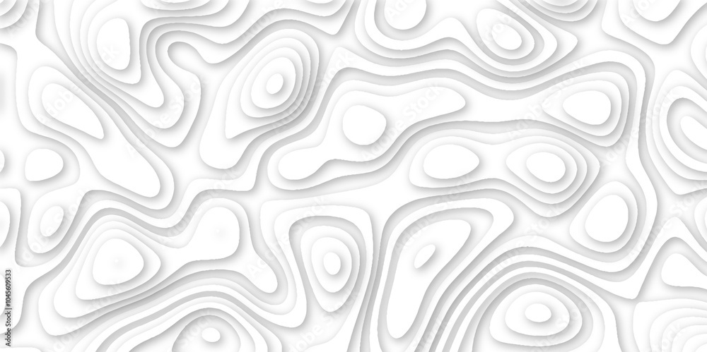 Fototapete abstract wavy line 3d papercut layers background vector minimal topography, light element shadow lan