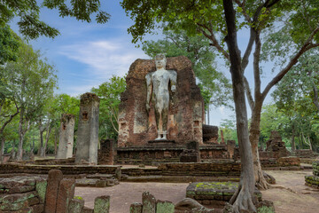 Wat Phra Si Ariyabot temple (Temple of the four Postures Buddha) in Kamphaeng Phet Historical Park, UNESCO World Heritage site
