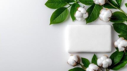 A photostock of cotton swabs and pads, white background, cleanliness theme