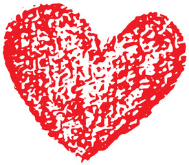 Hand drawn Valentines heart with chalk, crayon, lipstick grunge texture for decoration template wedding greeting card, invitation, banner, menu.