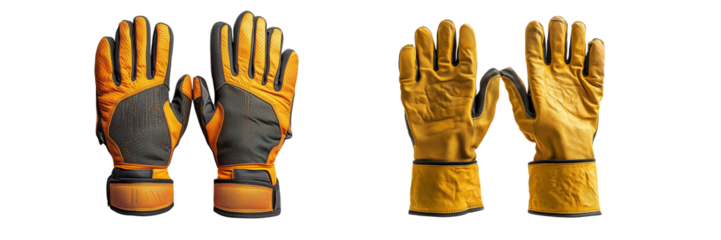 Durable yellow work gloves for protection and grip isolator on the background
