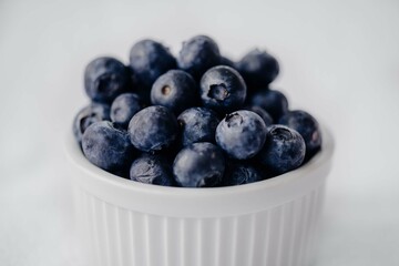 Blueberries in white ramekin bowl fruit 