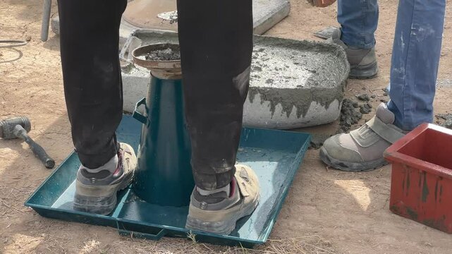 Concrete production, concrete quality sample purchase, slump experiment