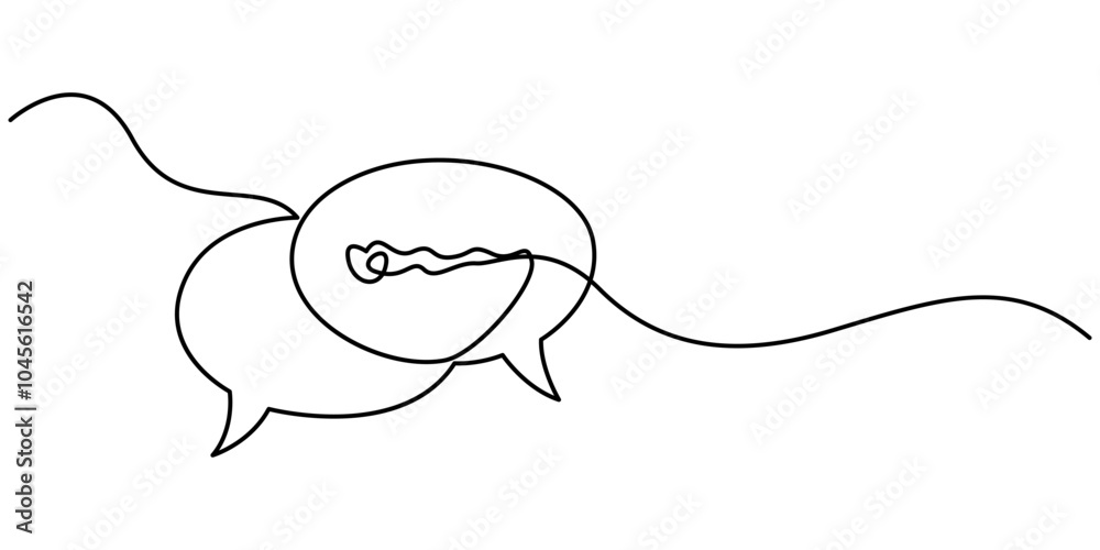 Poster speech bubble single line icon, one line message bubble on a white background. conversational elemen