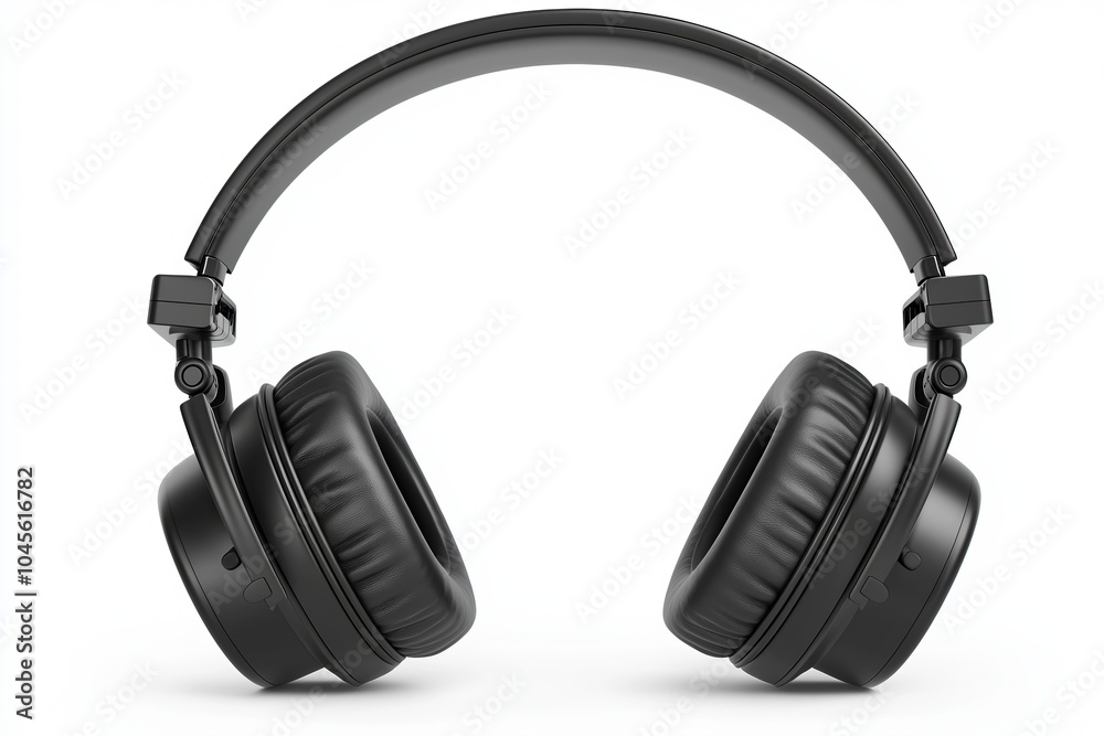 Wall mural black headphones on a white isolated background.