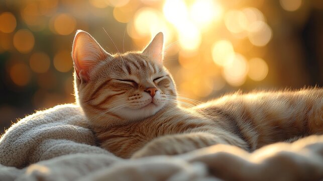 Pet's morning routine. Featuring a cat stretching in the morning light. Highlighting the daily habits and routines of pets. Ideal for pet wellness guides.