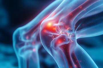 3D illustration of a painful knee joint