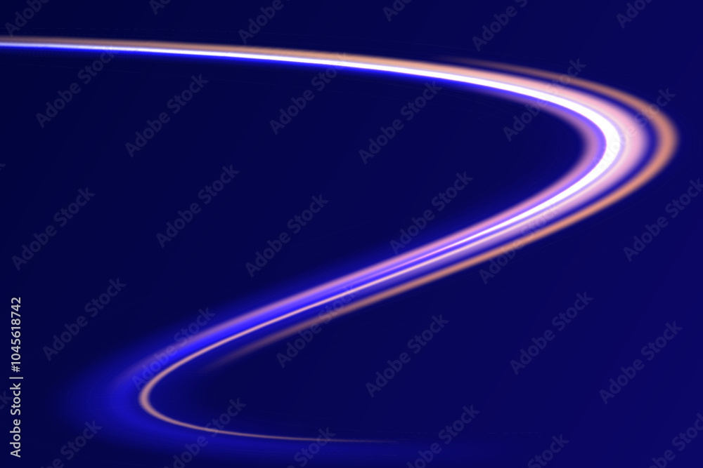 Poster Light effect of neon lines movement.Horizontal lines. Speed ​​effect on a transparent background.lines of light, speed and movement.