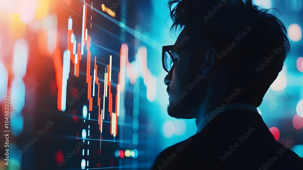 Poster trader analyzing market trends in digital space