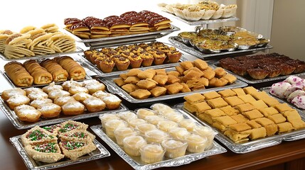 Fototapeta premium Colorful Diwali Feast with Sweet Treats and Desserts