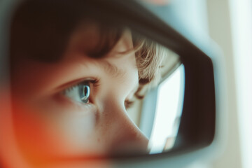 A person's reflection in a window or mirror