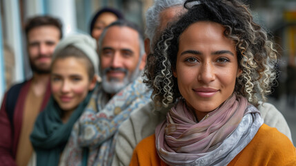 Fototapeta premium diverse group of people coming together to support a cause, highlighting unity and compassion