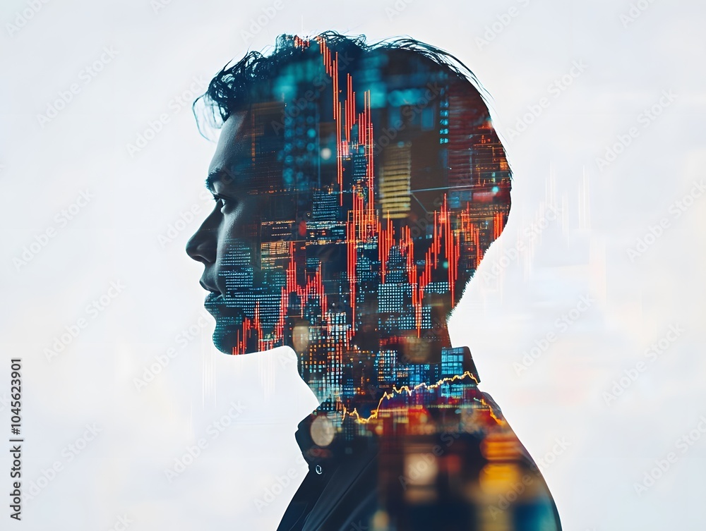 Poster Business Trader with Market Data Visualization