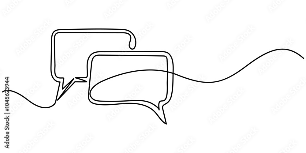 Poster speech bubble single line icon, one line message bubble on a white background. conversational elemen