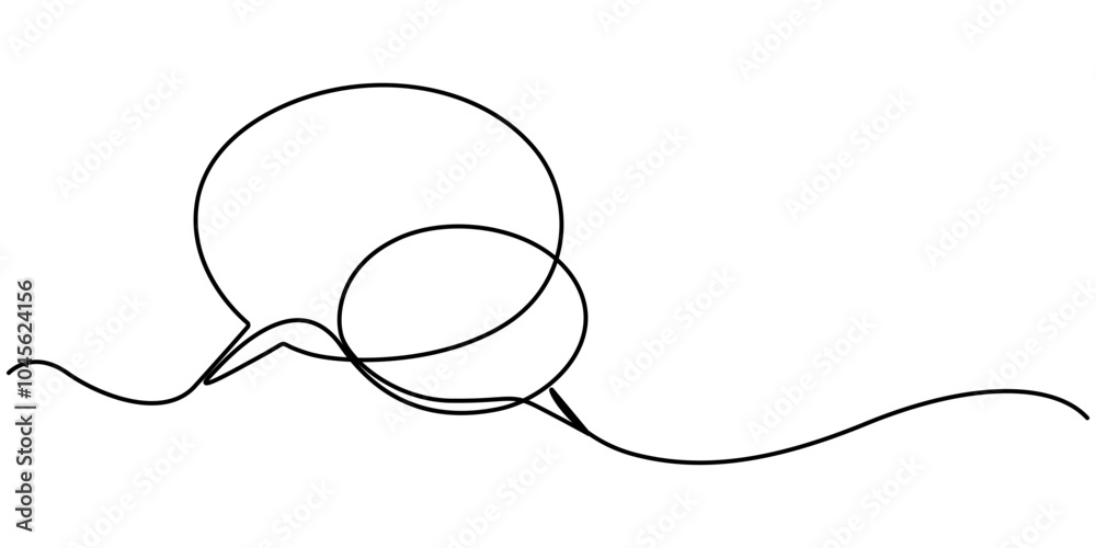 Fototapete speech bubble single line icon, one line message bubble on a white background. conversational elemen