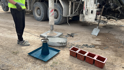 Concrete production, concrete quality sample purchase, slump experiment