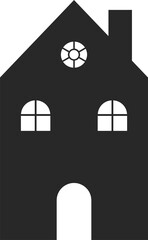 Stylized building illustration in Black.