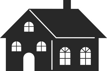 Stylized building illustration in Black.