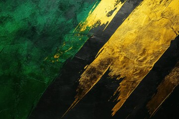 Vibrant abstract design featuring green, yellow, and black flowing textures, evoking the energy and pride of Jamaica’s national colors