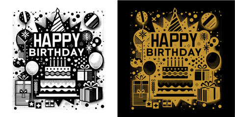 Obraz premium happy birthday card with sparkling design