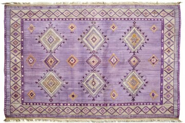 Elegant Lavender Cotton Moroccan Rug in Boho Chic Style, Rectangular Shape for Modern Interiors