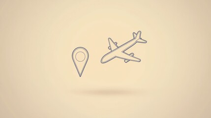 An airplane icon is flying towards a map pin symbol, showcasing the concept of travel destinations and planning journeys effectively. Generative AI
